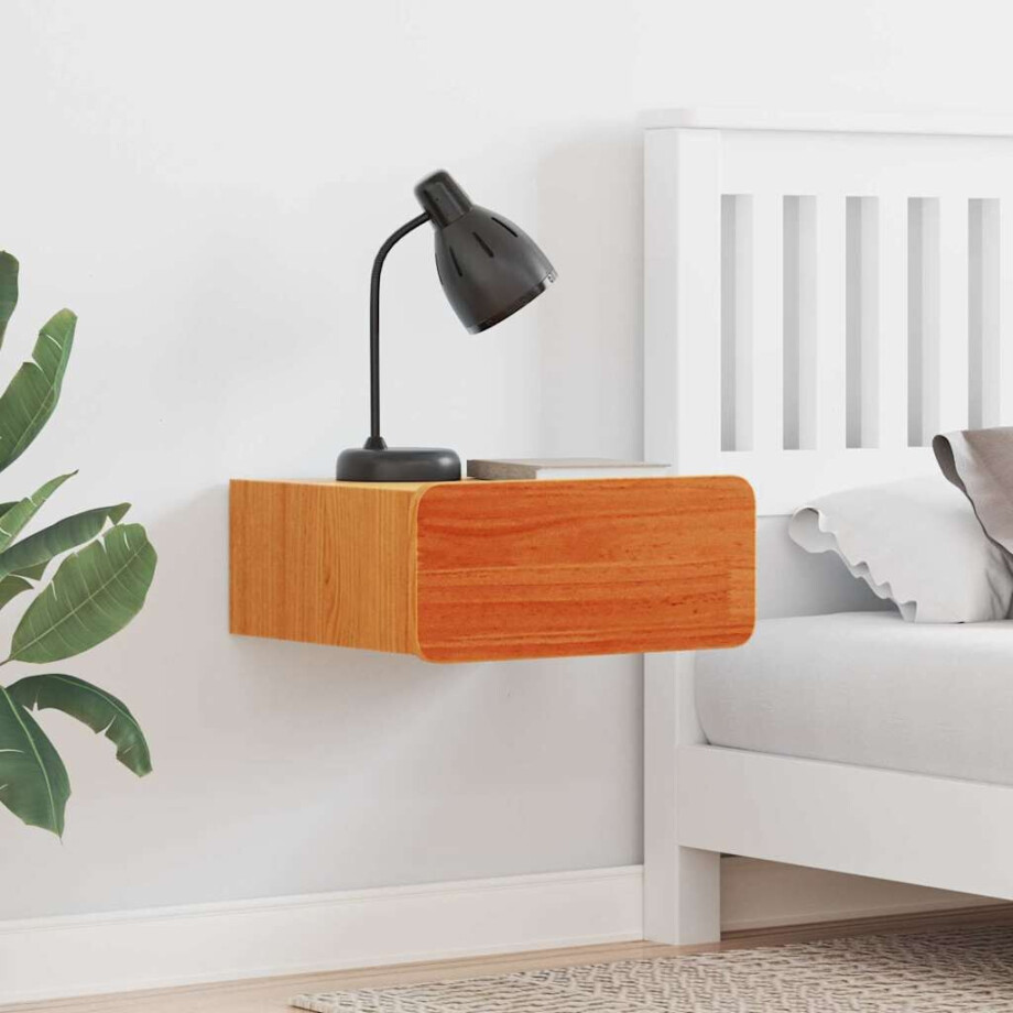 vidaXL Nachtkastje Wasbruin 39 x 34 x 16,5 cm Massief grenenhout afbeelding 1