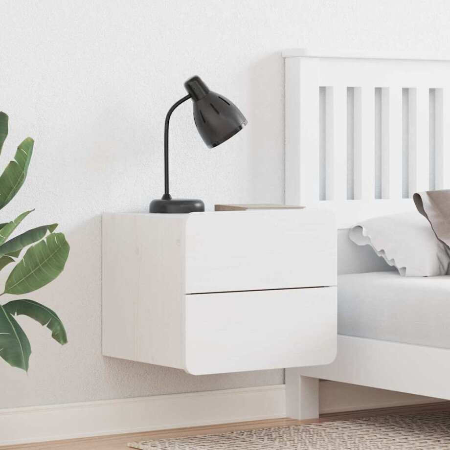vidaXL Nachtkastje met lade Wit 39 x 34 x 33 cm Massief grenenhout vidaXL Nachtkastje met lade Wit 39 x 34 x 33 cm Massief grenenhout afbeelding 1