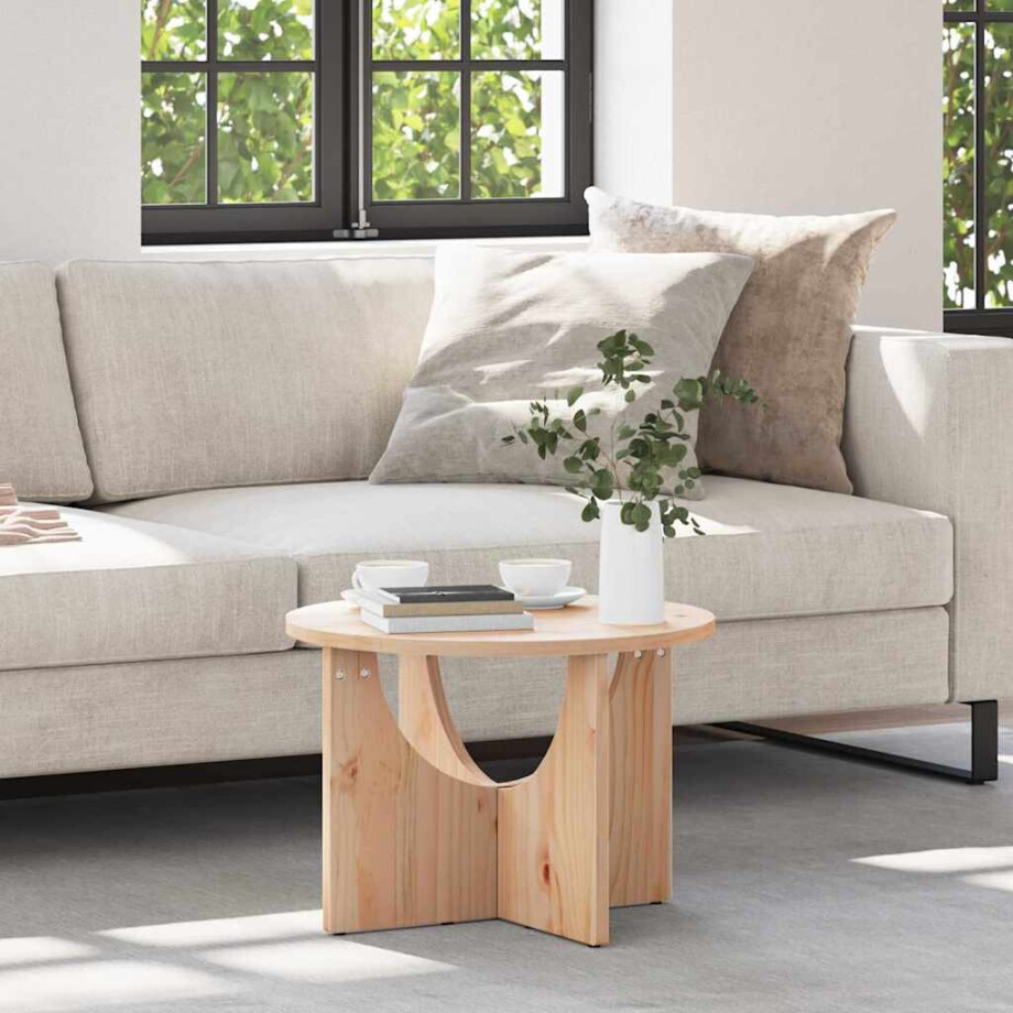 vidaXL Salontafel Naturel 50 x 50 x 35 cm Massief grenenhout afbeelding 1