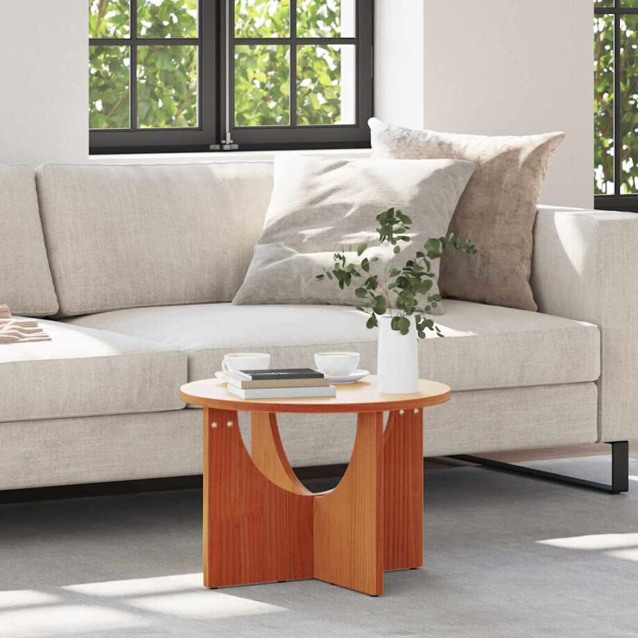 vidaXL Salontafel Wasbruin 50 x 50 x 35 cm Massief grenenhout afbeelding 1