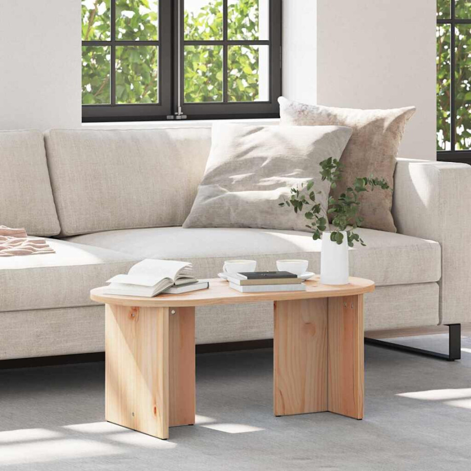 vidaXL Salontafel Naturel 80 x 39,5 x 35 cm Massief grenenhout afbeelding 1