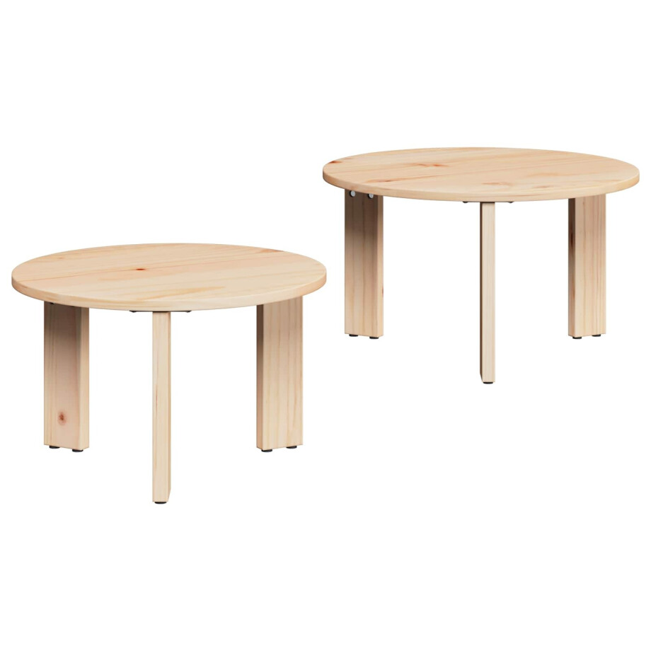 vidaXL Salontafel 2 pcs Naturel Massief grenenhout afbeelding 1