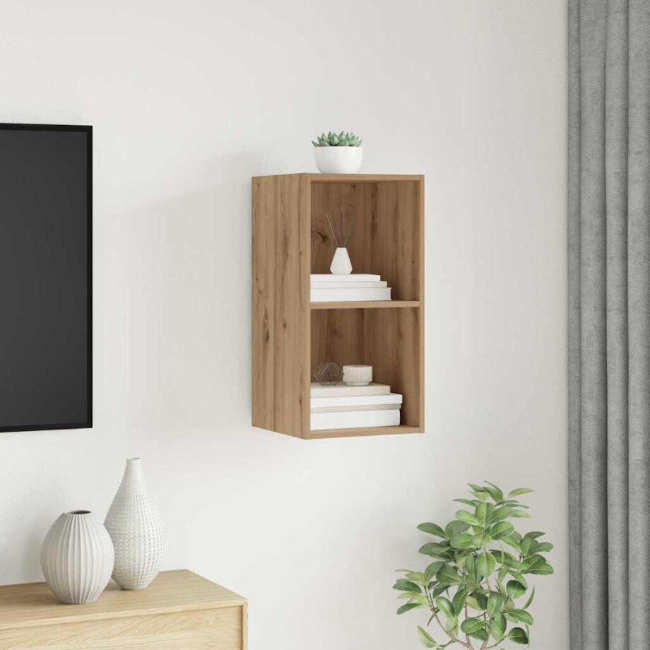 vidaXL Tv-meubelset Artisan Eiken 37 x 37 x 72 cm Bewerkt hout vidaXL Tv-meubelset Artisan Eiken 37 x 37 x 72 cm Bewerkt hout afbeelding 1