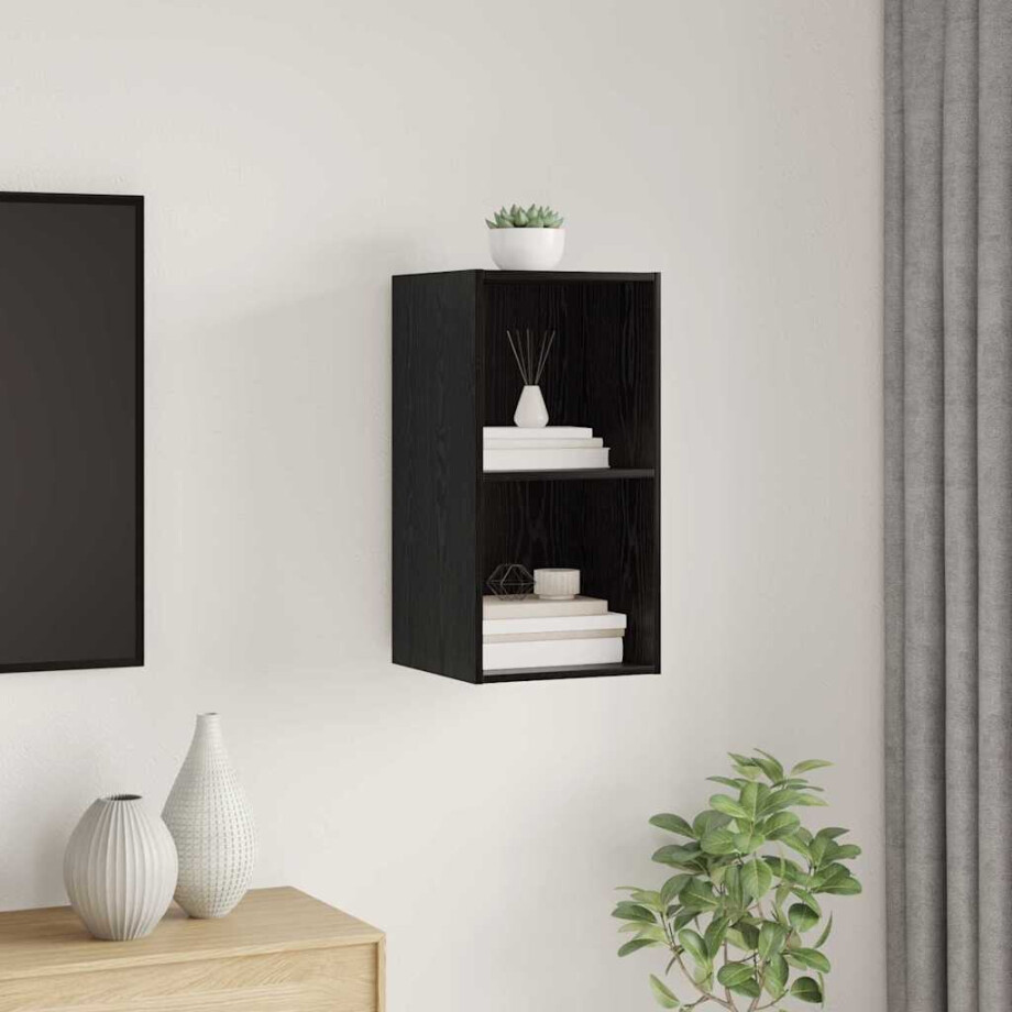 vidaXL Tv-meubelset Zwart Eiken 37 x 37 x 72 cm Bewerkt hout vidaXL Tv-meubelset Zwart Eiken 37 x 37 x 72 cm Bewerkt hout afbeelding 1