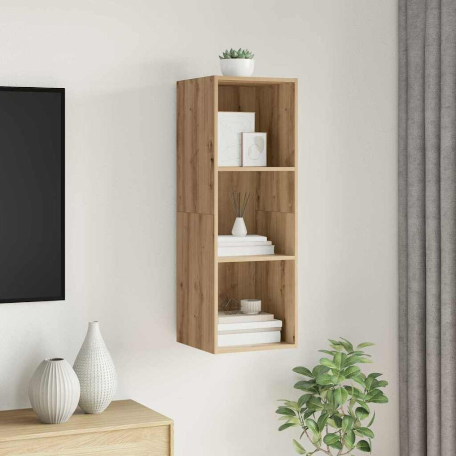 vidaXL Tv-meubelset Artisan Eiken 37 x 37 x 107 cm Bewerkt hout vidaXL Tv-meubelset Artisan Eiken 37 x 37 x 107 cm Bewerkt hout afbeelding 1