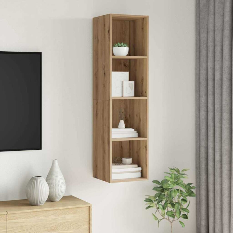 vidaXL Tv-meubelset Artisan Eiken 37 x 37 x 142,5 cm Bewerkt hout vidaXL Tv-meubelset Artisan Eiken 37 x 37 x 142,5 cm Bewerkt hout afbeelding 1