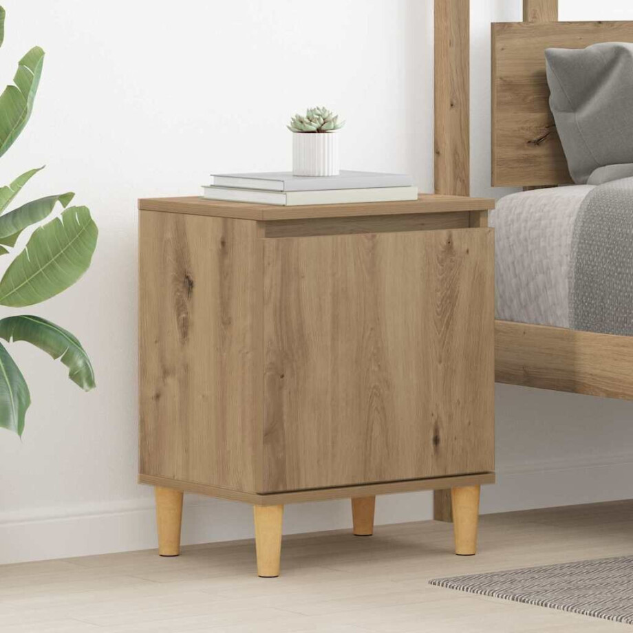 vidaXL Nachtkastje Artisan Eiken 40 x 30 x 50 cm Bewerkt hout vidaXL Nachtkastje Artisan Eiken 40 x 30 x 50 cm Bewerkt hout afbeelding 1