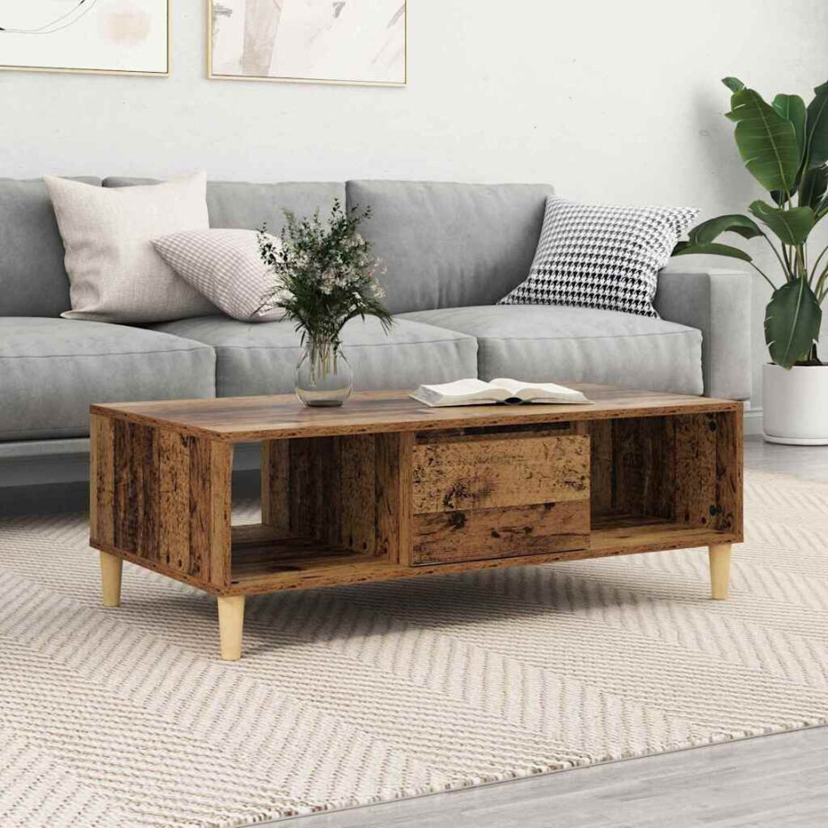 vidaXL Salontafel Oudhout 103,5 x 60 x 35 cm Bewerkt hout vidaXL Salontafel Oudhout 103,5 x 60 x 35 cm Bewerkt hout afbeelding 1