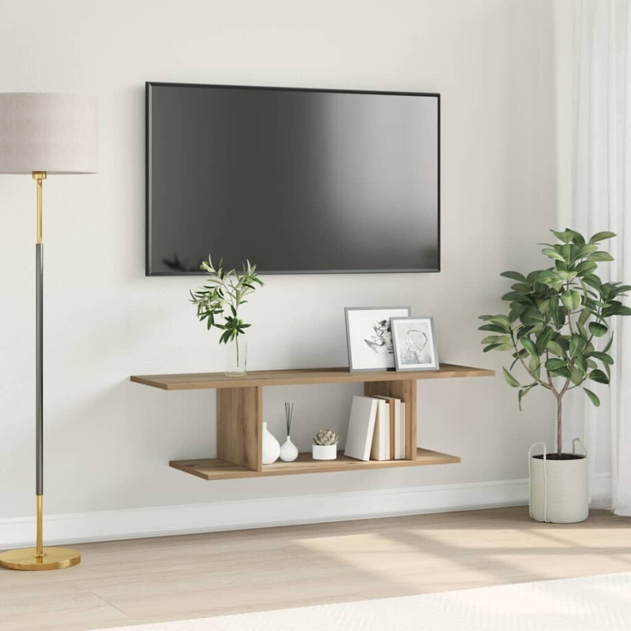 vidaXL Tv-meubelset Artisan Eiken 102 x 35 x 35 cm Bewerkt hout vidaXL Tv-meubelset Artisan Eiken 102 x 35 x 35 cm Bewerkt hout afbeelding 1