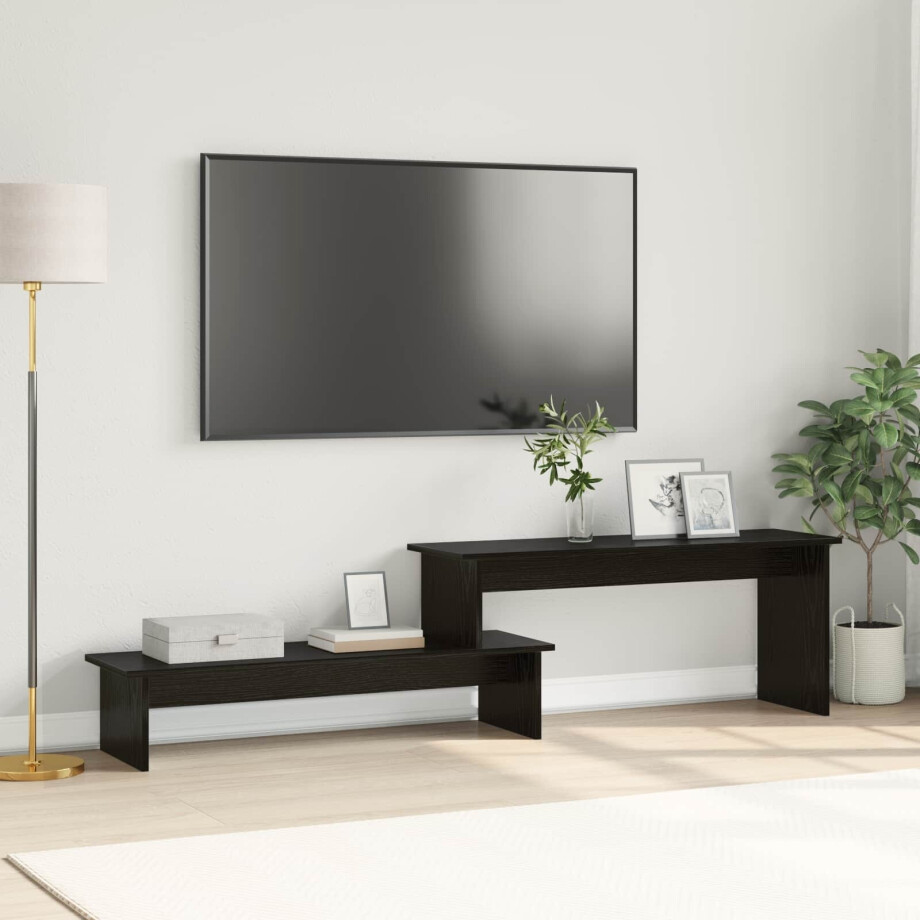 vidaXL Tv-meubelset Zwart Eiken 180,5 x 30 x 43 cm Bewerkt hout vidaXL Tv-meubelset Zwart Eiken 180,5 x 30 x 43 cm Bewerkt hout afbeelding 1