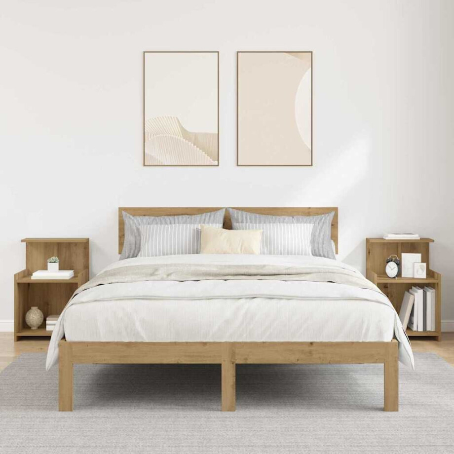 vidaXL Nachtkastje 2 pcs Artisan Eiken 40 x 35 x 60 cm Bewerkt hout afbeelding 1