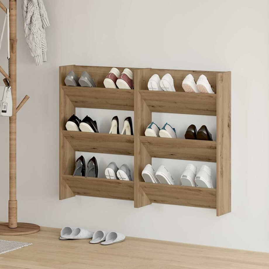 vidaXL Schoenenkast 2 pcs Artisan Eiken 60 x 18 x 90 cm Bewerkt hout vidaXL Schoenenkast 2 pcs Artisan Eiken 60 x 18 x 90 cm Bewerkt hout afbeelding 1