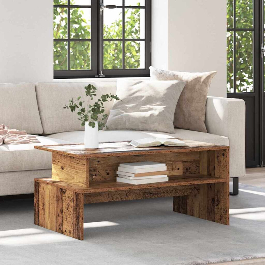 vidaXL Salontafel Oudhout 90 x 55 x 42,5 cm Bewerkt hout afbeelding 1