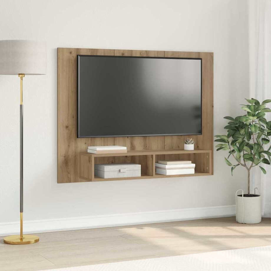 vidaXL Tv-meubelset Artisan Eiken 120 x 23,5 x 90 cm Bewerkt hout afbeelding 1