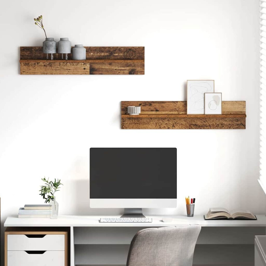 vidaXL Wandplank 2 pcs Oud Hout 80 x 11,5 x 18 cm Bewerkt hout vidaXL Wandplank 2 pcs Oud Hout 80 x 11,5 x 18 cm Bewerkt hout afbeelding 1