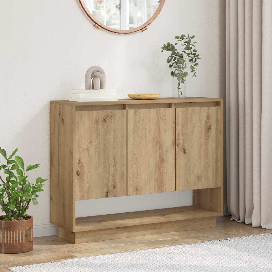vidaXL Dressoir Artisan Eiken 97 x 29 x 75 cm Bewerkt hout vidaXL Dressoir Artisan Eiken 97 x 29 x 75 cm Bewerkt hout afbeelding 1