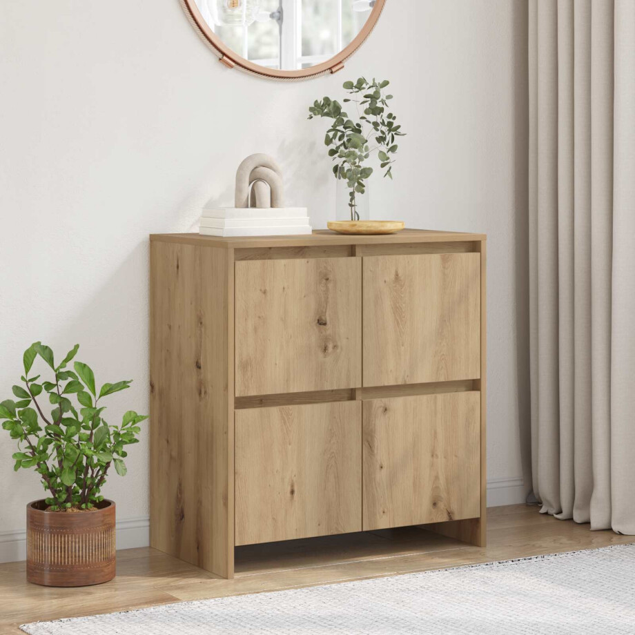 vidaXL Dressoir Artisan Eiken 70 x 41 x 75 cm Bewerkt hout vidaXL Dressoir Artisan Eiken 70 x 41 x 75 cm Bewerkt hout afbeelding 1