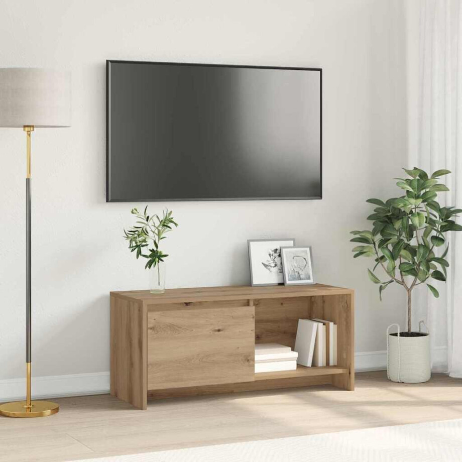 vidaXL Tv-meubelset Artisan Eiken 90 x 35 x 40 cm Bewerkt hout vidaXL Tv-meubelset Artisan Eiken 90 x 35 x 40 cm Bewerkt hout afbeelding 1
