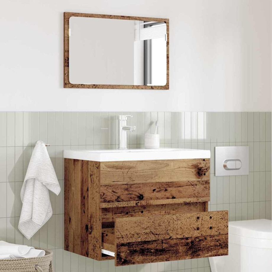 vidaXL Badkamermeubelset 2 pcs Oud Hout Geperst Hout en Metaal vidaXL Badkamermeubelset 2 pcs Oud Hout Geperst Hout en Metaal afbeelding 1