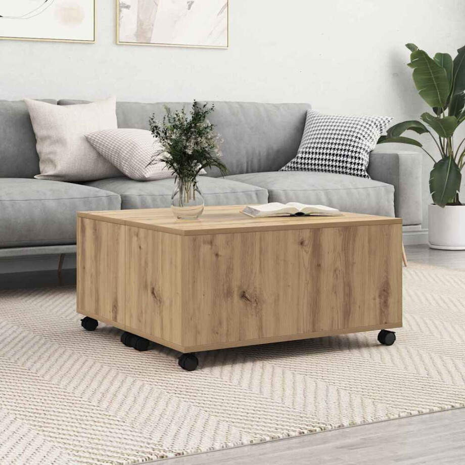 vidaXL Salontafel met lade Artisan Eiken 75 x 75 x 38 cm Bewerkt hout vidaXL Salontafel met lade Artisan Eiken 75 x 75 x 38 cm Bewerkt hout afbeelding 1