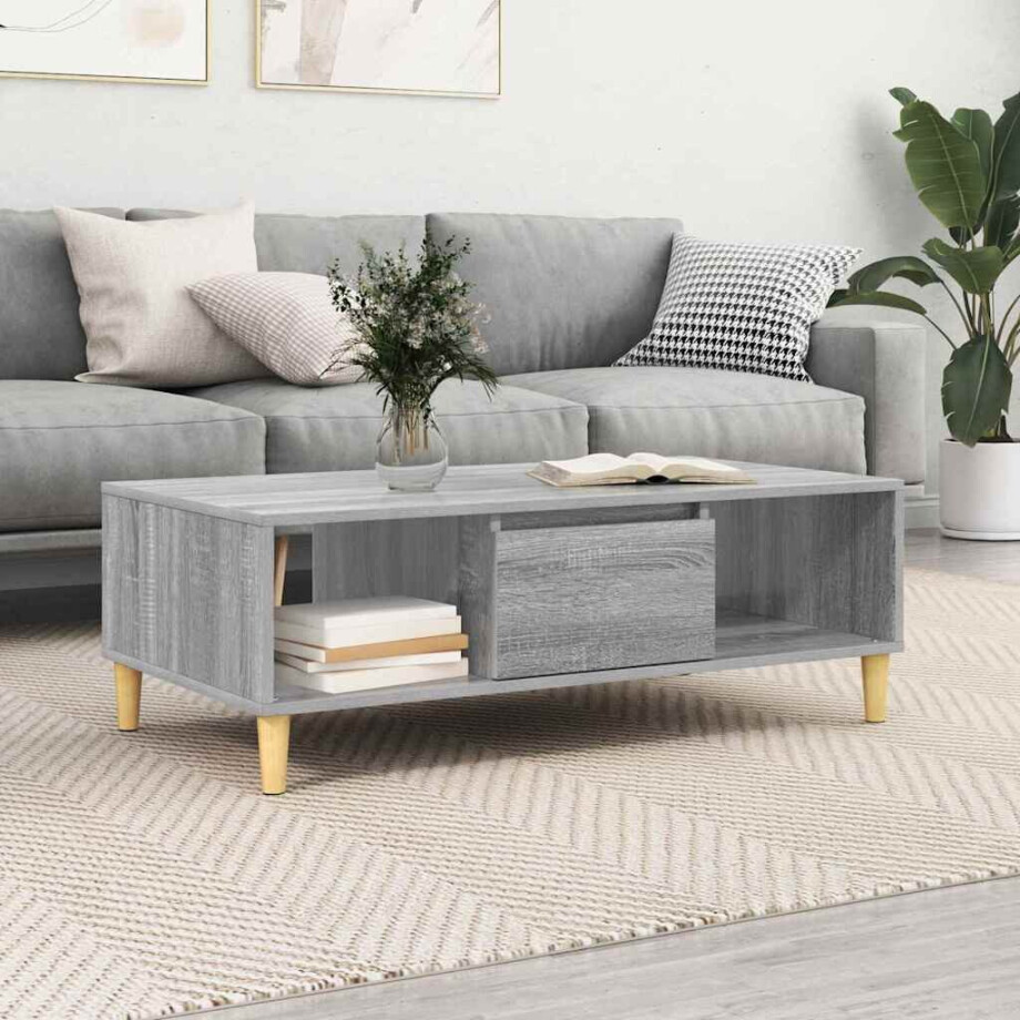 vidaXL Salontafel Grijs Sonoma 103,5 x 60 x 35 cm Bewerkt hout vidaXL Salontafel Grijs Sonoma 103,5 x 60 x 35 cm Bewerkt hout afbeelding 1