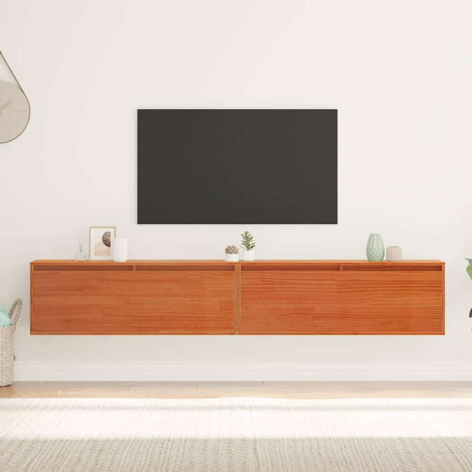vidaXL Wandkast met plank Wandgemonteerd Wasbruin Massief grenenhout vidaXL Wandkast met plank Wandgemonteerd Wasbruin Massief grenenhout afbeelding 1