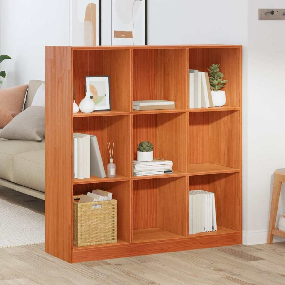 vidaXL Boekenkast Wasbruin 104 x 33 x 110 cm Massief grenenhout afbeelding 1