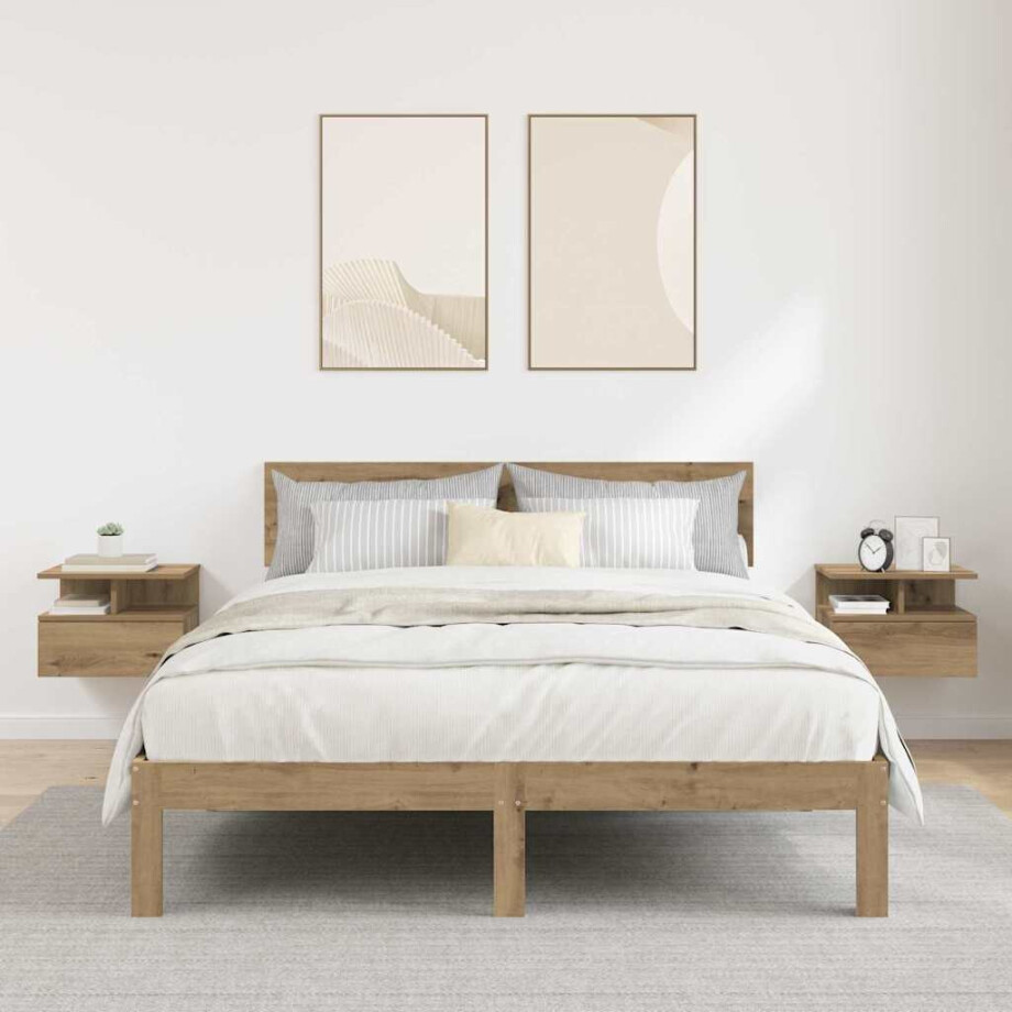 vidaXL Vliegend Nachtkastje 2 pcs Artisan Eiken 40 x 31 x 28 cm vidaXL Vliegend Nachtkastje 2 pcs Artisan Eiken 40 x 31 x 28 cm afbeelding 1