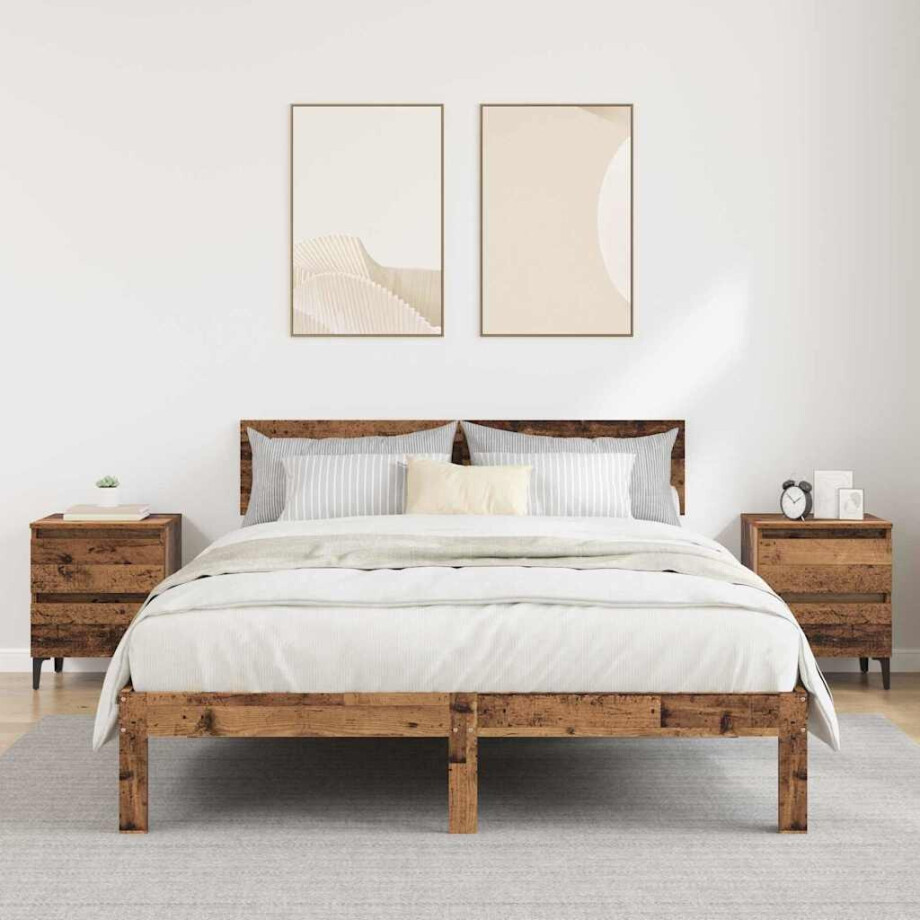 vidaXL Nachtkastje 2 pcs Oud hout 40 x 35 x 50 cm Bewerkt hout afbeelding 1