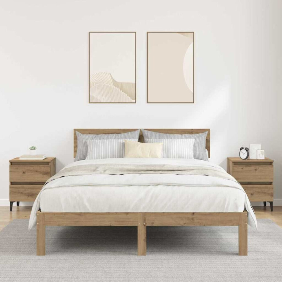 vidaXL Nachtkastje 2 pcs artisanaal eikenkleurig 40 x 35 x 50 cm afbeelding 1