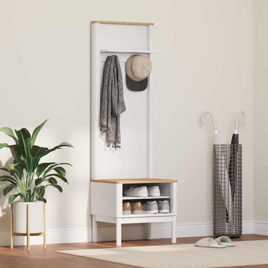 vidaXL Halkast met plank FLORO Wit 50 x 40 x 158 cm Massief Vurenhout afbeelding 1