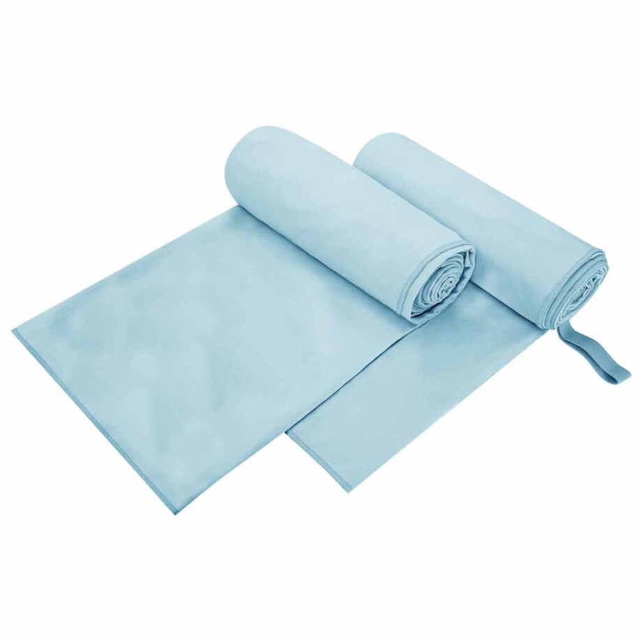 vidaXL Sporthanddoeken 2 pcs Blauw 200 x 100 cm Polyester en polyamide afbeelding 1