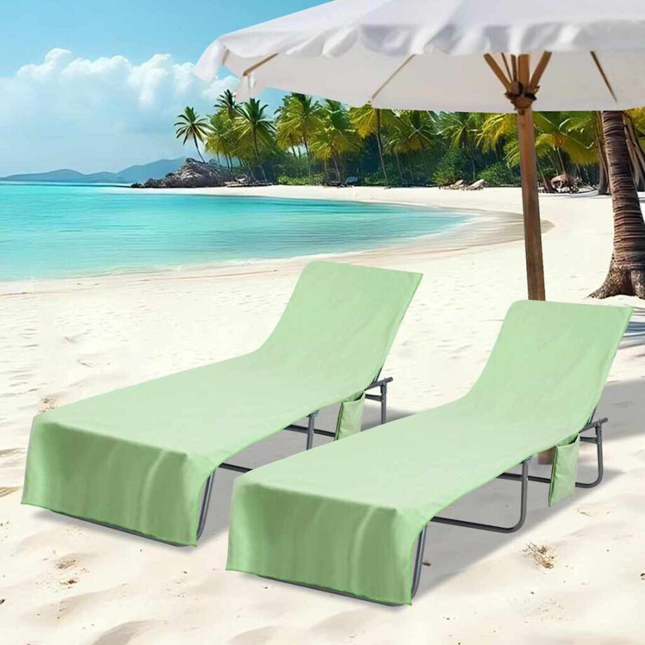 vidaXL Ligbedhanddoeken 2 pcs Groen 210 x 75 cm Polyester en Polyamide vidaXL Ligbedhanddoeken 2 pcs Groen 210 x 75 cm Polyester en Polyamide afbeelding 1