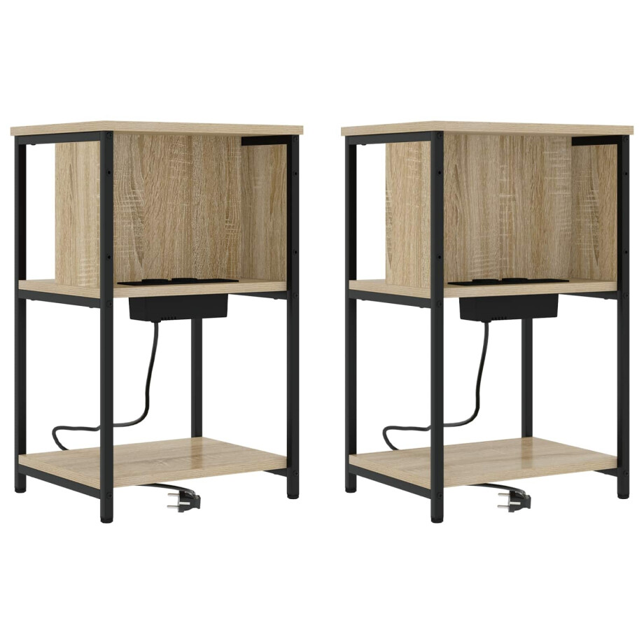 vidaXL Nachtkastje 2 pcs Sonoma Eiken 38 x 31 x 61 cm Bewerkt hout vidaXL Nachtkastje 2 pcs Sonoma Eiken 38 x 31 x 61 cm Bewerkt hout afbeelding 1
