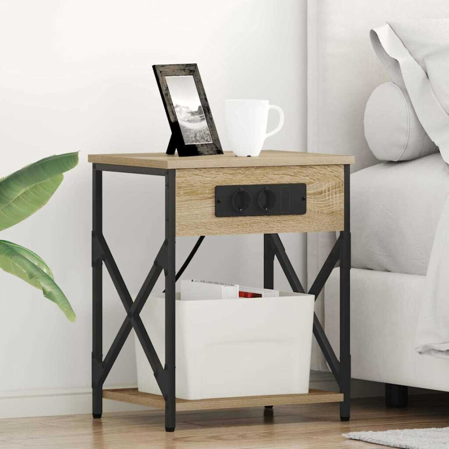vidaXL Nachtkastje 2 pcs Sonoma Eiken 41 x 31 x 51 cm Bewerkt hout vidaXL Nachtkastje 2 pcs Sonoma Eiken 41 x 31 x 51 cm Bewerkt hout afbeelding 1
