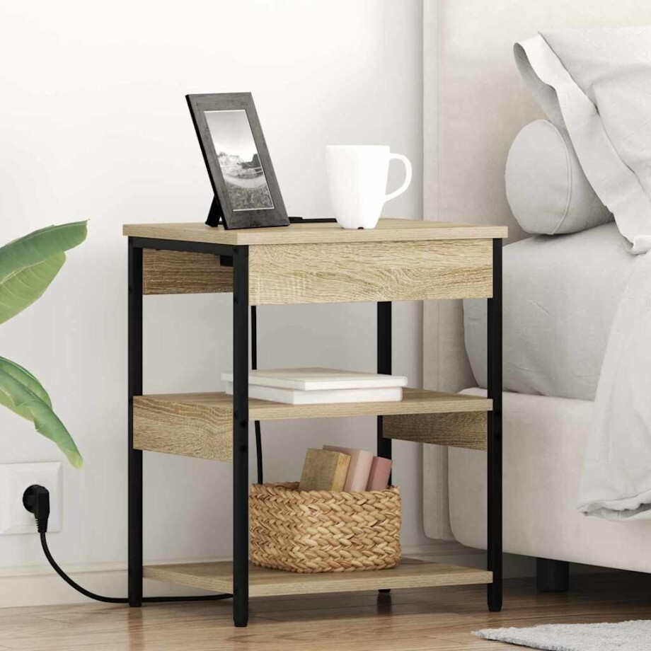 vidaXL Nachtkastje Sonoma Eiken 41 x 31 x 51 cm Bewerkt hout vidaXL Nachtkastje Sonoma Eiken 41 x 31 x 51 cm Bewerkt hout afbeelding 1