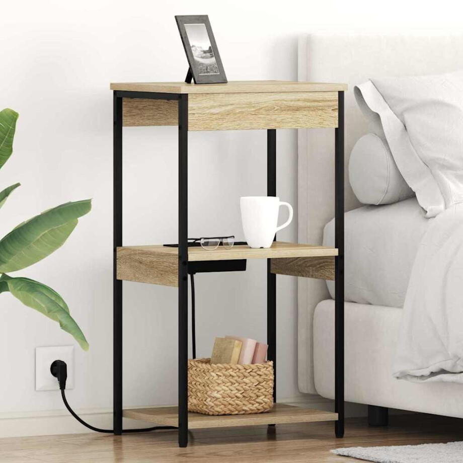 vidaXL Nachtkastje met plank Sonoma Eiken 41 x 31 x 76 cm Bewerkt hout vidaXL Nachtkastje met plank Sonoma Eiken 41 x 31 x 76 cm Bewerkt hout afbeelding 1