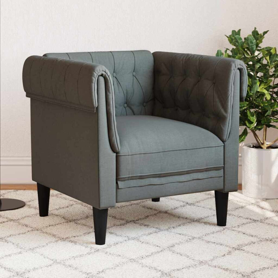 vidaXL Bank Donkergrijs 78,5 x 74,5 x 74,5 cm Polyester afbeelding 1