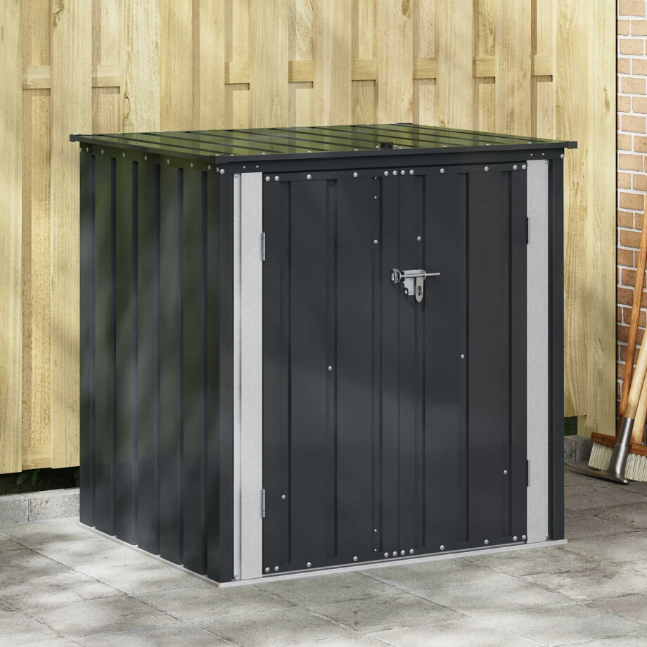 vidaXL Tuinopslagdoos Zwart 101,5 x 82 x 100 cm Staal afbeelding 1