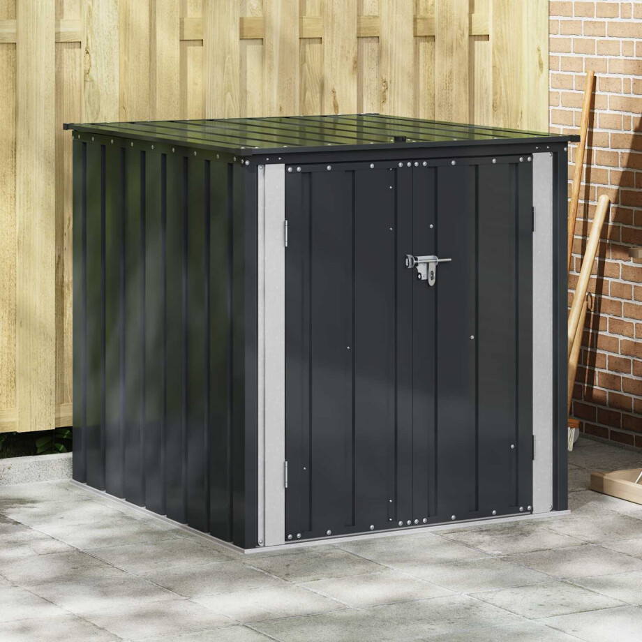 vidaXL Tuinopslagdoos Zwart 101,5 x 107 x 100 cm Staal afbeelding 1