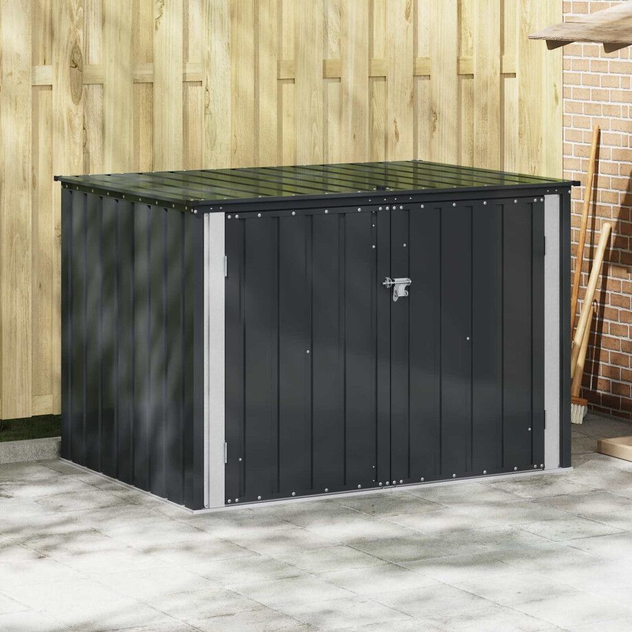 vidaXL Tuinopslagdoos Zwart 151,5 x 107 x 100 cm Staal afbeelding 1