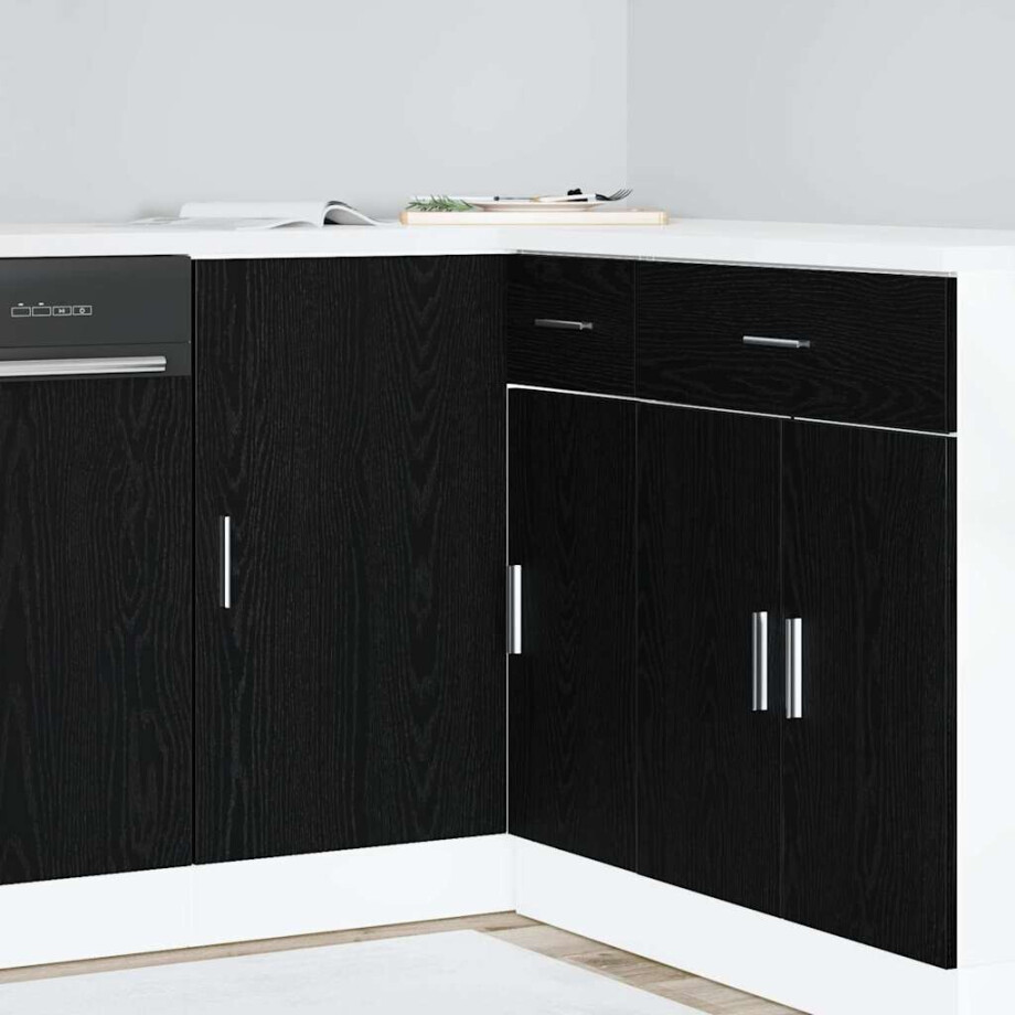 vidaXL Keuken Hoek Onderkast met opslag Zwart eiken 86 x 46 x 81,5 cm afbeelding 1