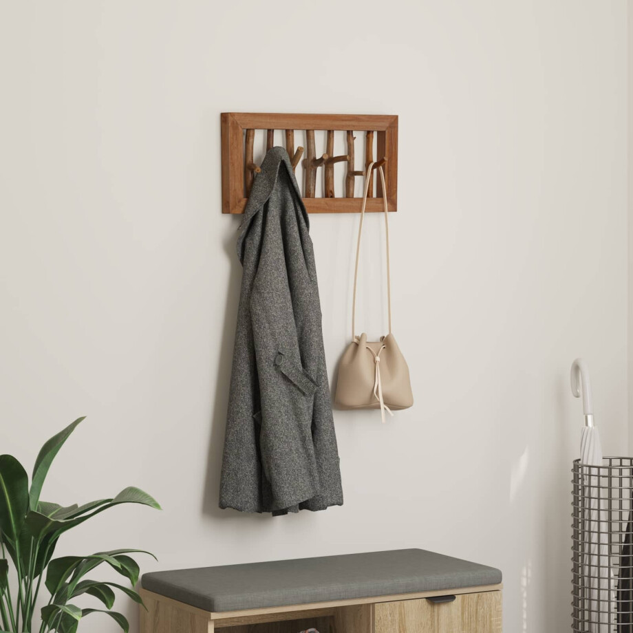 vidaXL Jassenhaak Naturel 50 x 10 x 25 cm Massief Mahoniehout afbeelding 1