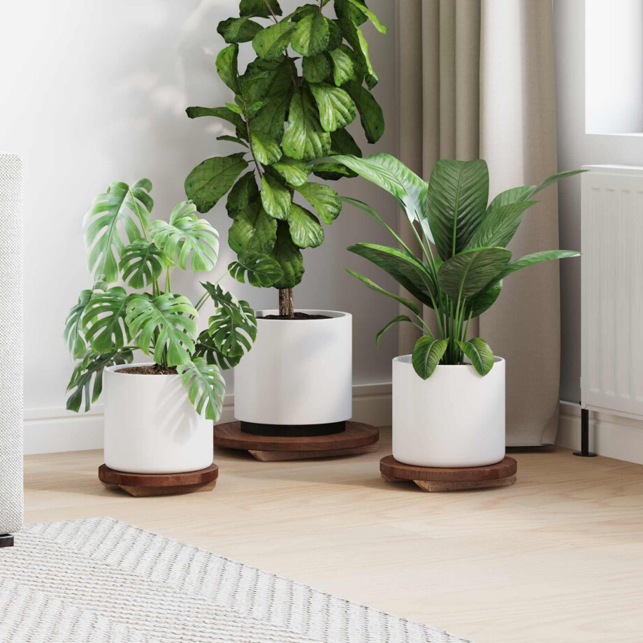 vidaXL Plant Stool 3 pcs Bruin Mahoniehout vidaXL Plant Stool 3 pcs Bruin Mahoniehout afbeelding 1