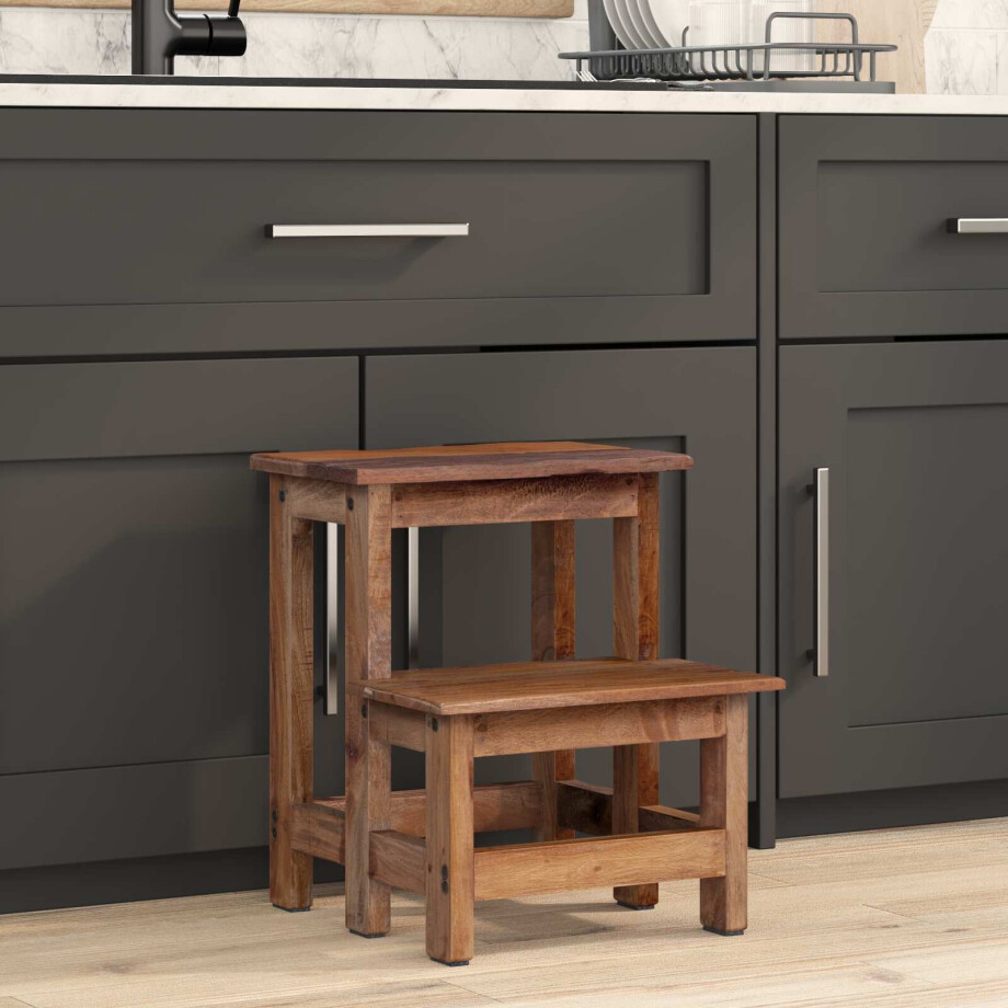 vidaXL Kruk Naturel 37 x 37 x 46 cm Mahoniehout afbeelding 1