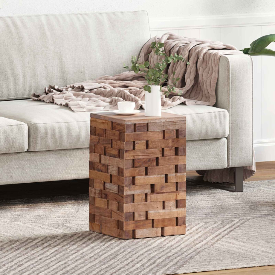 vidaXL Kruk Naturel 29 x 29 x 48 cm Massief gerecycled hout afbeelding 1