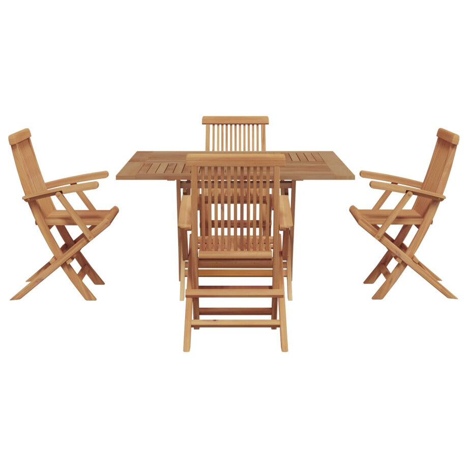 vidaXL Tuin eettafelset Bruin Massief Teak Hout vidaXL Tuin eettafelset Bruin Massief Teak Hout afbeelding 1