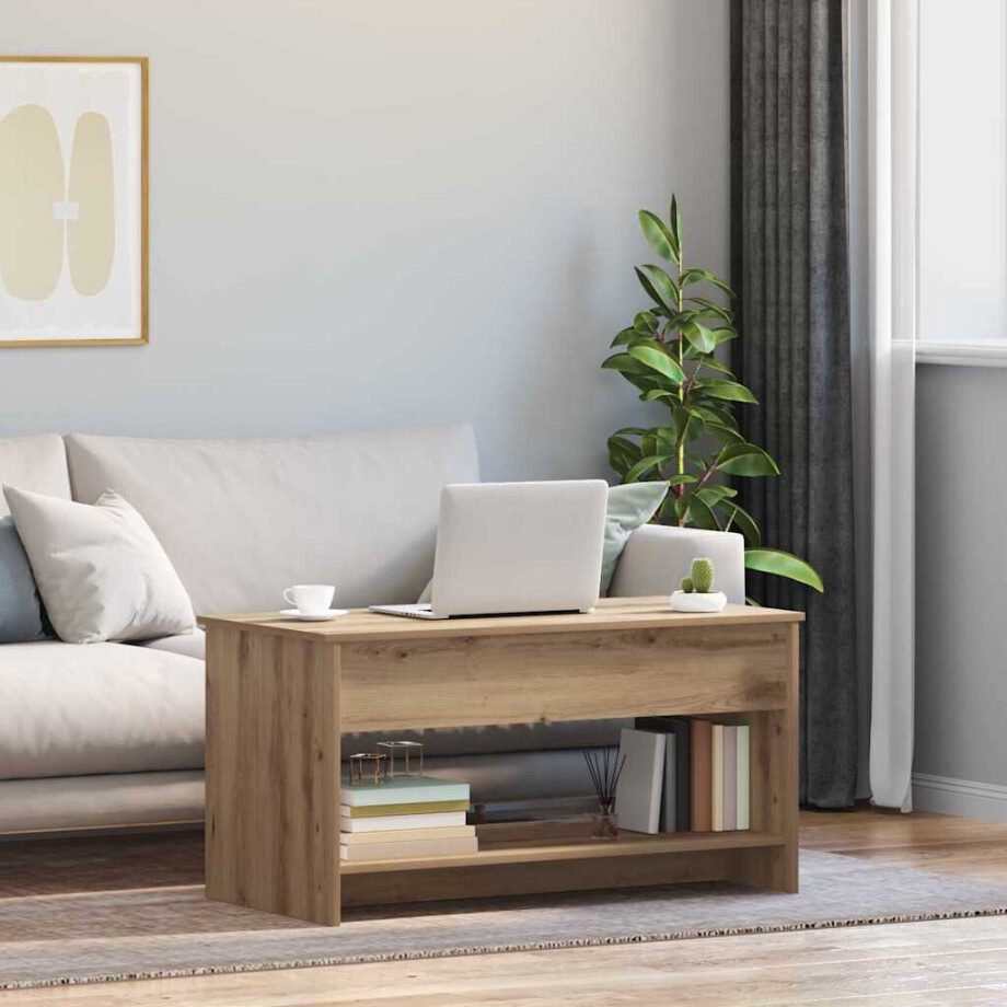 vidaXL Salontafel Artisan Eiken 80 x 50,5 x 41,5 cm Bewerkt hout vidaXL Salontafel Artisan Eiken 80 x 50,5 x 41,5 cm Bewerkt hout afbeelding 1