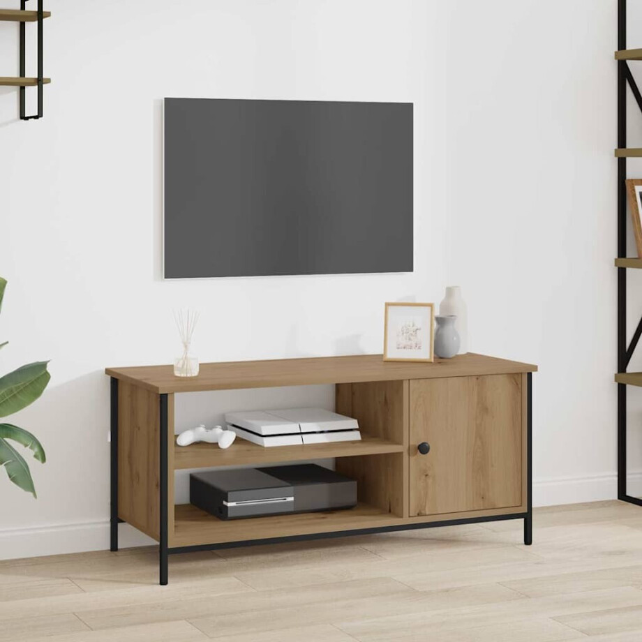 vidaXL TV-kast Artisan Eiken 100 x 40 x 45 cm Bewerkt hout afbeelding 1