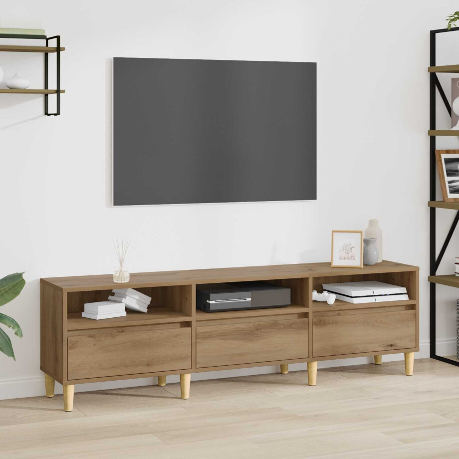 vidaXL TV-kast met lade Artisan Eiken 150 x 30 x 45 cm Bewerkt hout vidaXL TV-kast met lade Artisan Eiken 150 x 30 x 45 cm Bewerkt hout afbeelding 1
